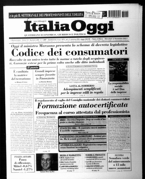 Italia oggi : quotidiano di economia finanza e politica